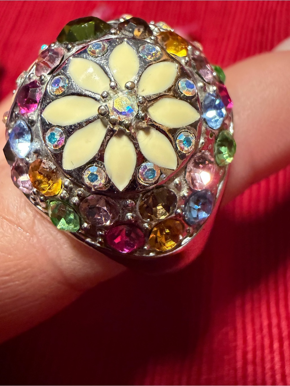 Park Lane Multicolor Crystal Floral Statement Ring Size 8 - Picture 5 of 6